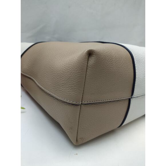 Tory Burch Block T-Pebbled Bi-Color Hobo New Ivory Savannah Shoulder Bag - $558
